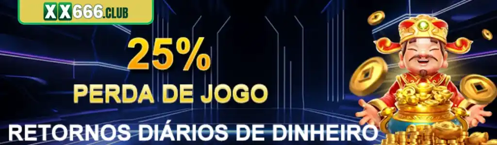 25% de cashback garantido nas perdas semanais no XX666 bet